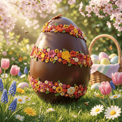 Flowers Easter giant egg milk chocolate 4.5kg 5407008479671 The Belgian Chocolate Makers
