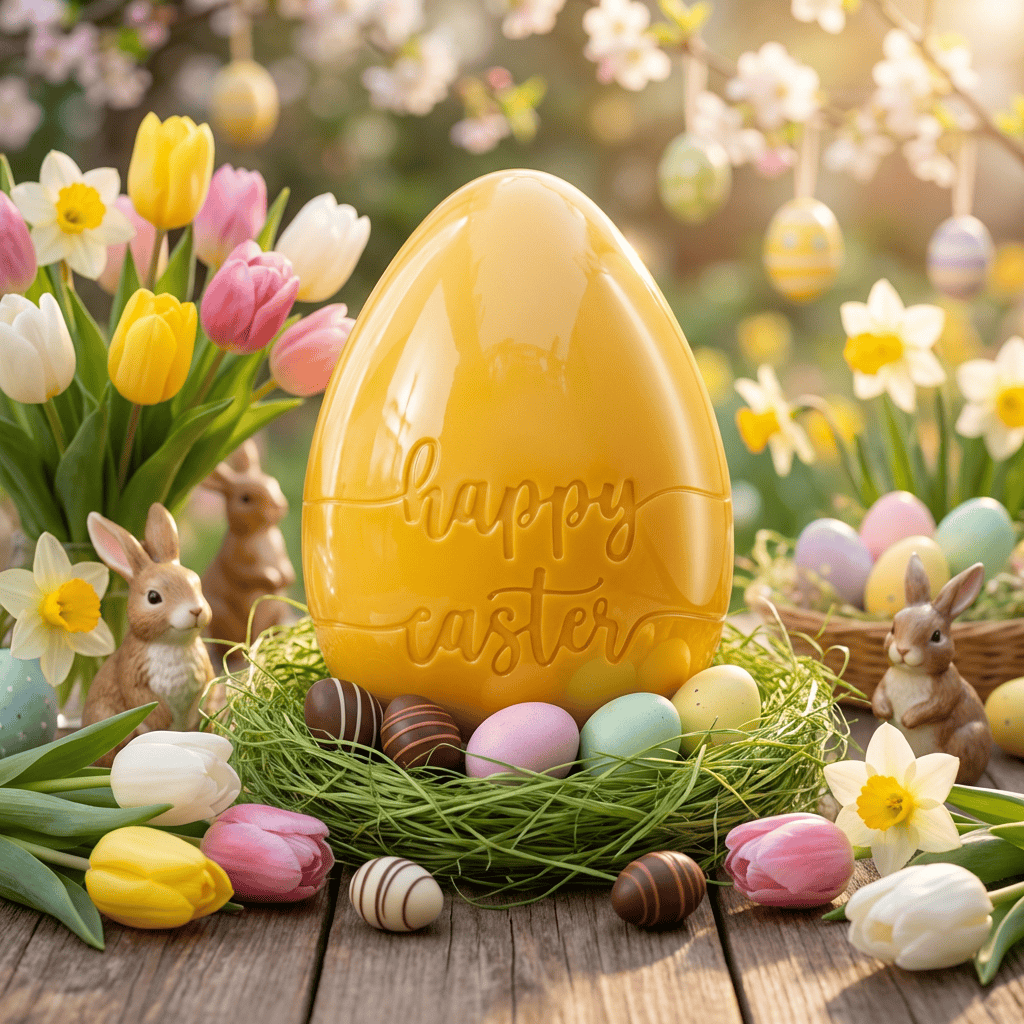 Happy Easter white chocolate egg 450g 5407008478216 The Belgian Chocolate Makers