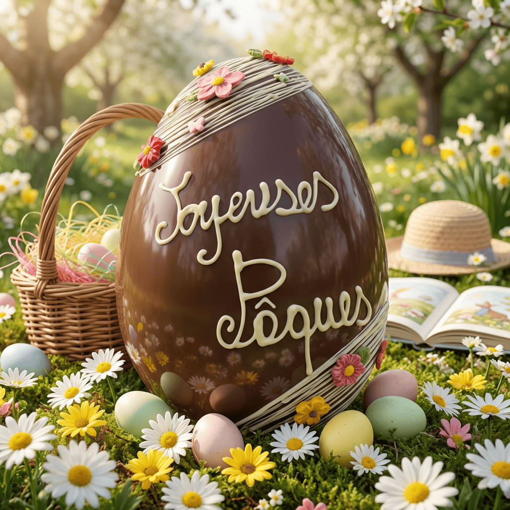 Joyeuses Pâques dark chocolate giant Easter egg 3.5kg 5407008479657 The Belgian Chocolate Makers