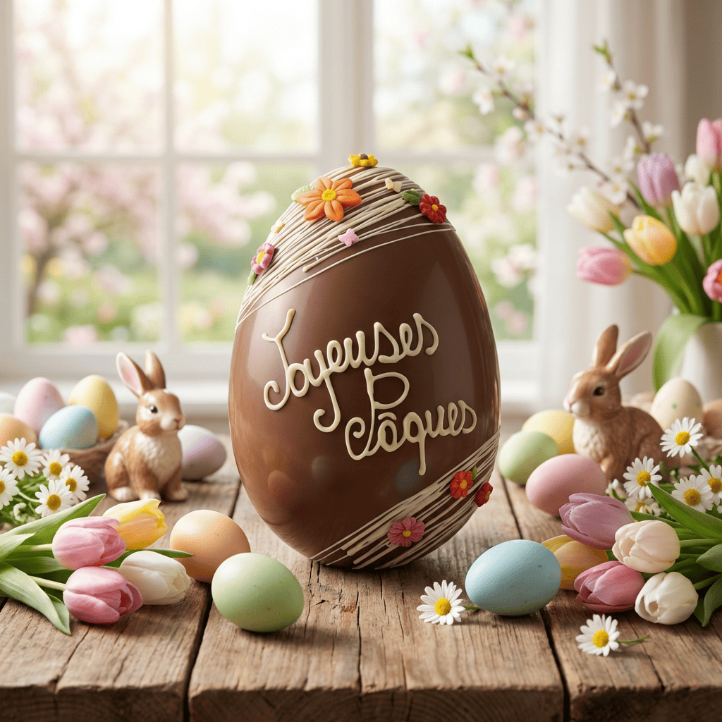 Joyeuses Pâques milk chocolate Easter egg 800g 5407008479640 The Belgian Chocolate Makers