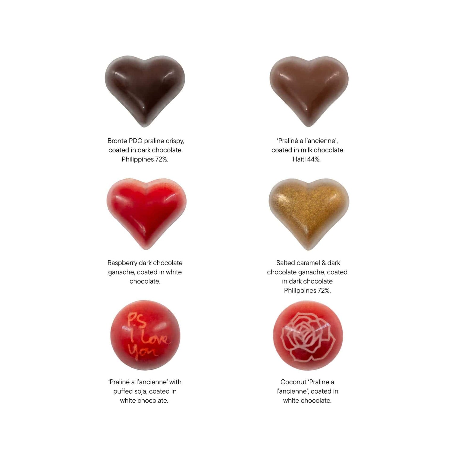 Love box of 4 Belgian pralines 50g 5407008478735 The Belgian Chocolate Makers