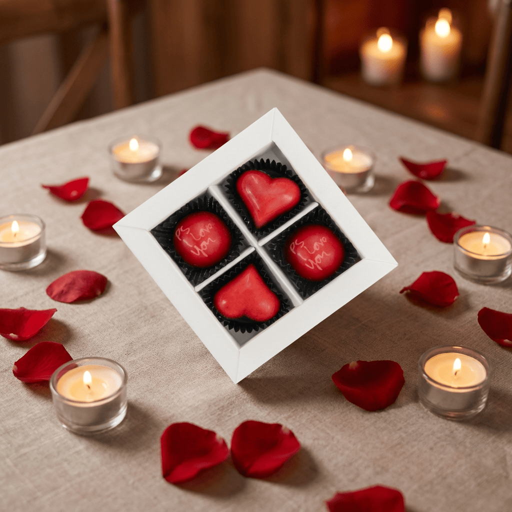 Love box of 4 Belgian pralines 50g 5407008478735 The Belgian Chocolate Makers