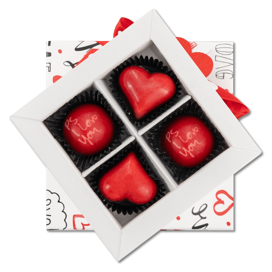 Love box of 4 Belgian pralines 50g 5407008478735 The Belgian Chocolate Makers