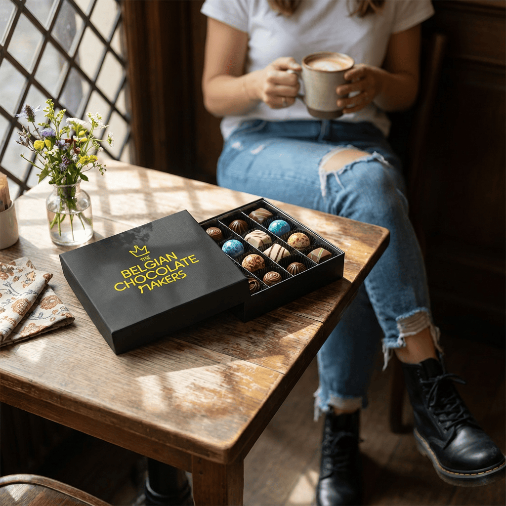 Luxury Belgian chocolate box with 16 pralines 240g 5407008474638 The Belgian Chocolate Makers