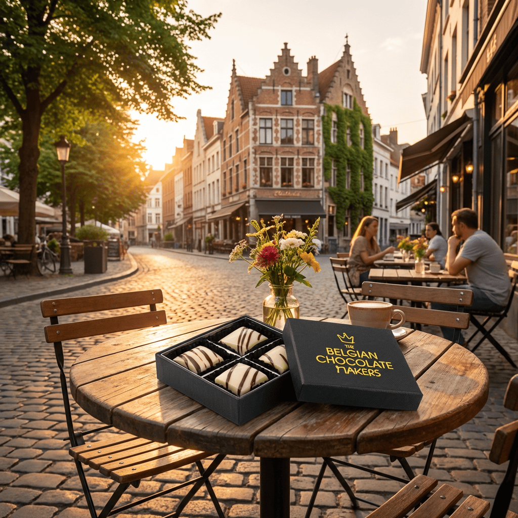 Luxury Belgian chocolate box with 4 caramel pralines 50g 5407008470777 The Belgian Chocolate Makers