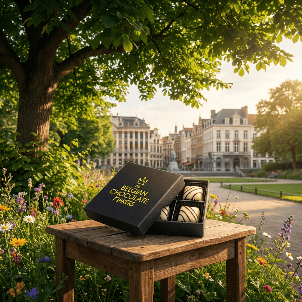 Luxury Belgian chocolate box with 4 caramel pralines 50g 5407008470777 The Belgian Chocolate Makers
