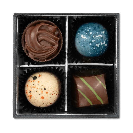 Luxury Belgian chocolate box with 4 pralines 50g 5407008475079 The Belgian Chocolate Makers