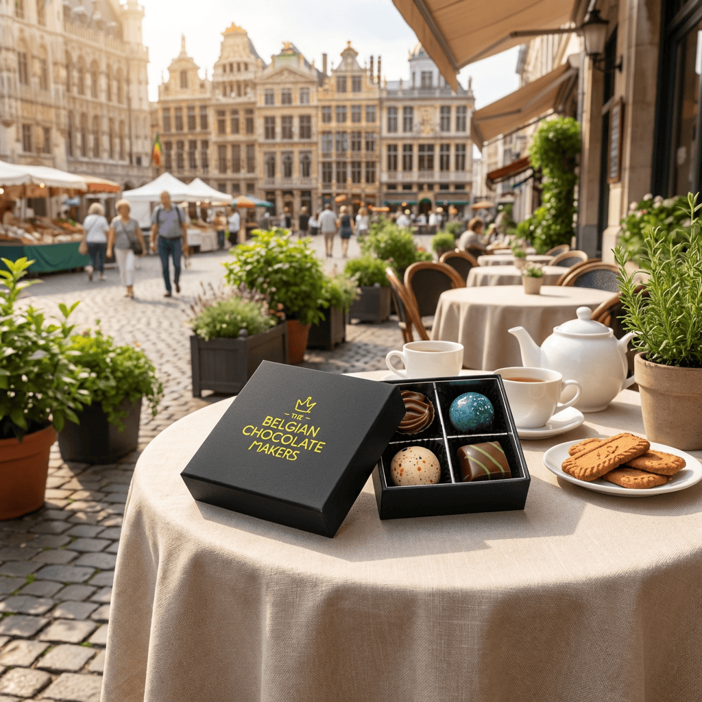 Luxury Belgian chocolate box with 4 pralines 50g 5407008475079 The Belgian Chocolate Makers
