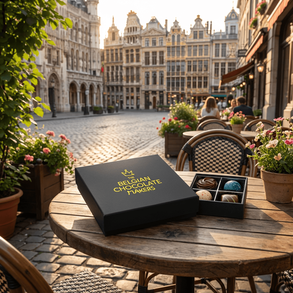 Luxury Belgian chocolate box with 4 pralines 50g 5407008475079 The Belgian Chocolate Makers