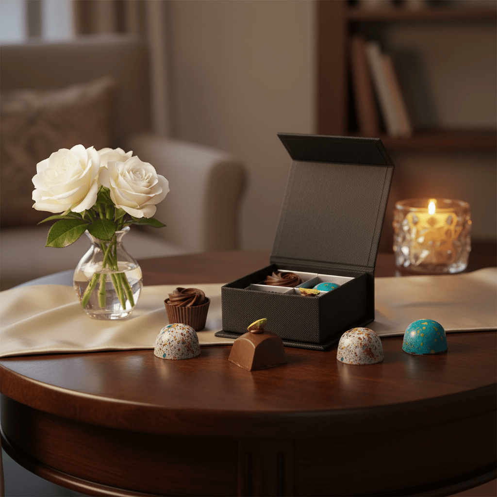 Luxury box of 4 chocolate pralines 5407008475079 The Belgian Chocolate Makers