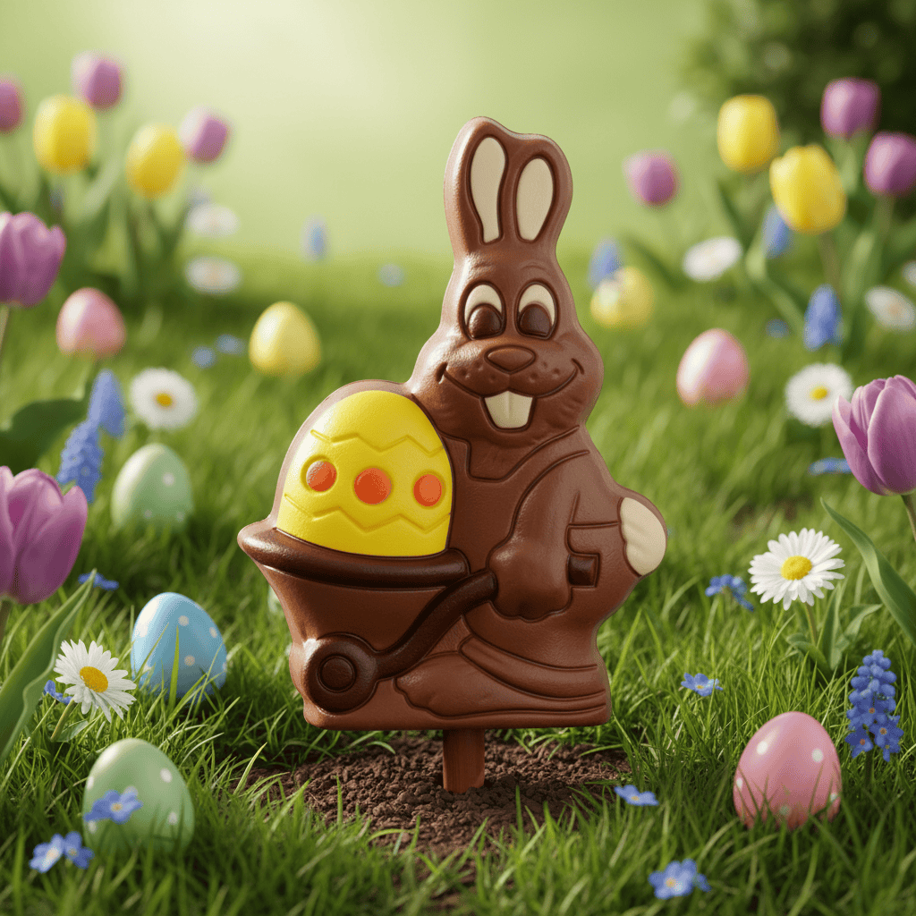 Milk chocolate bunny with egg lollipop 20g 5407008477530 The Belgian Chocolate Makers