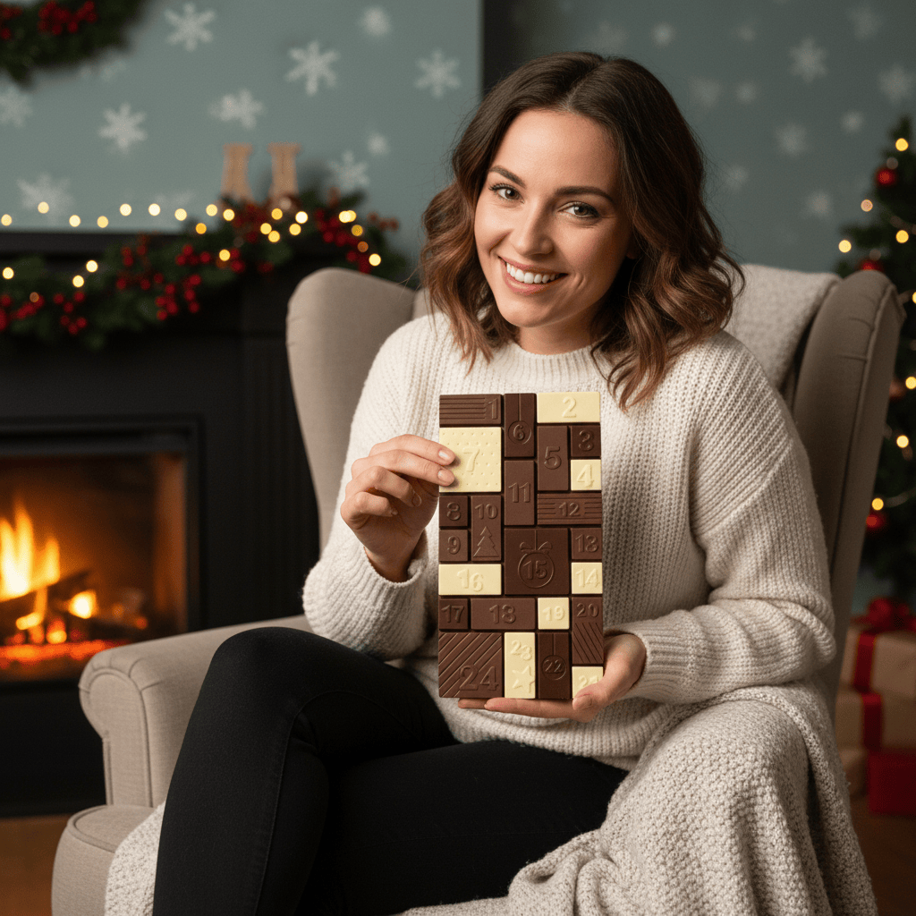 Milk chocolate Christmas advent calendar bar 200g 5407008470050 The Belgian Chocolate Makers