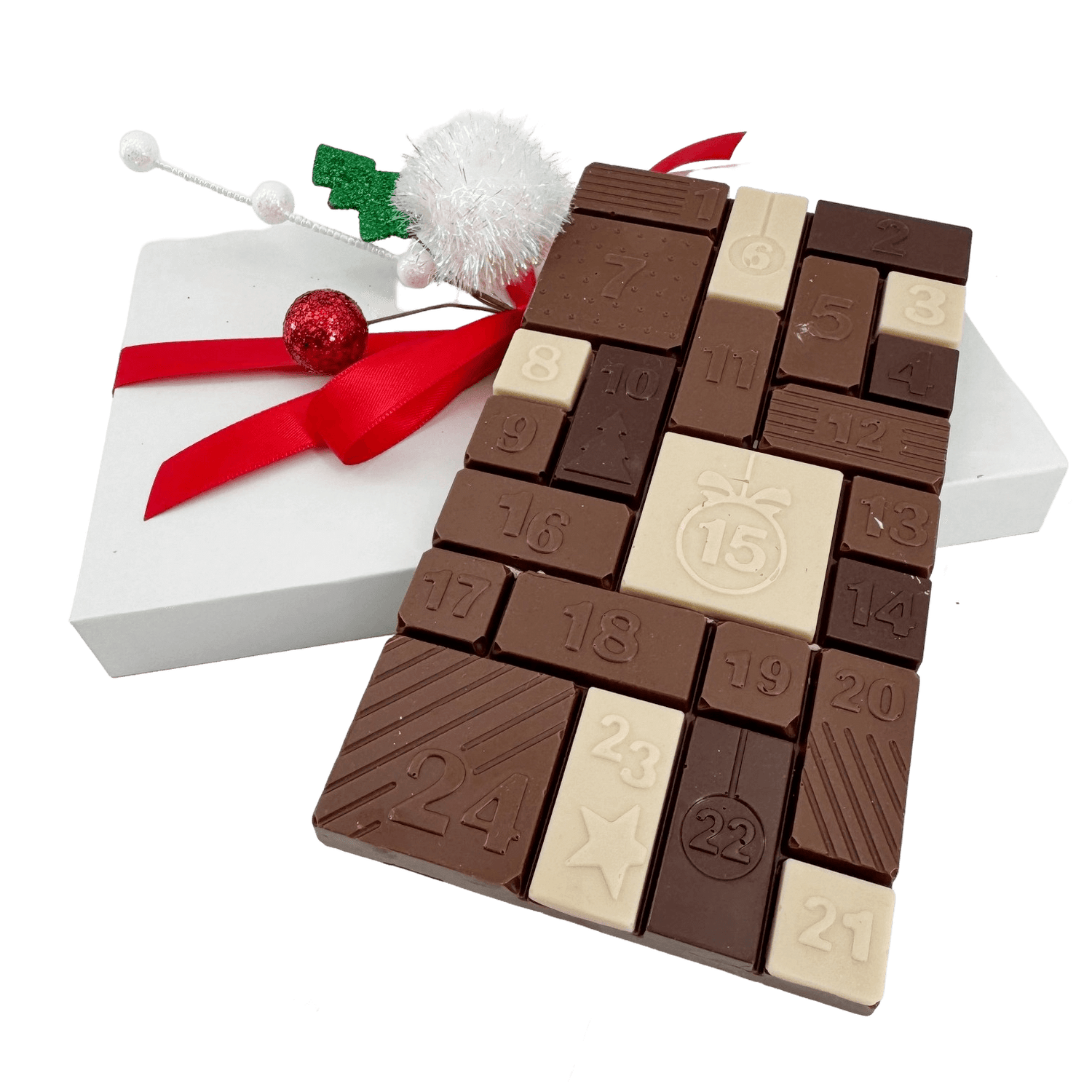 Milk chocolate Christmas advent calendar bar 200g 5407008470050 The Belgian Chocolate Makers
