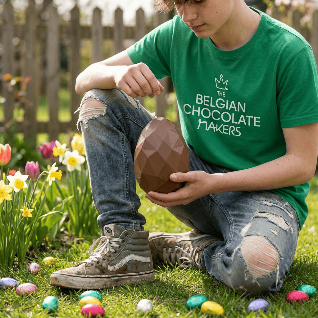 Milk chocolate diamond Easter egg with small eggs inside 220g 5407008471620 The Belgian Chocolate Makers