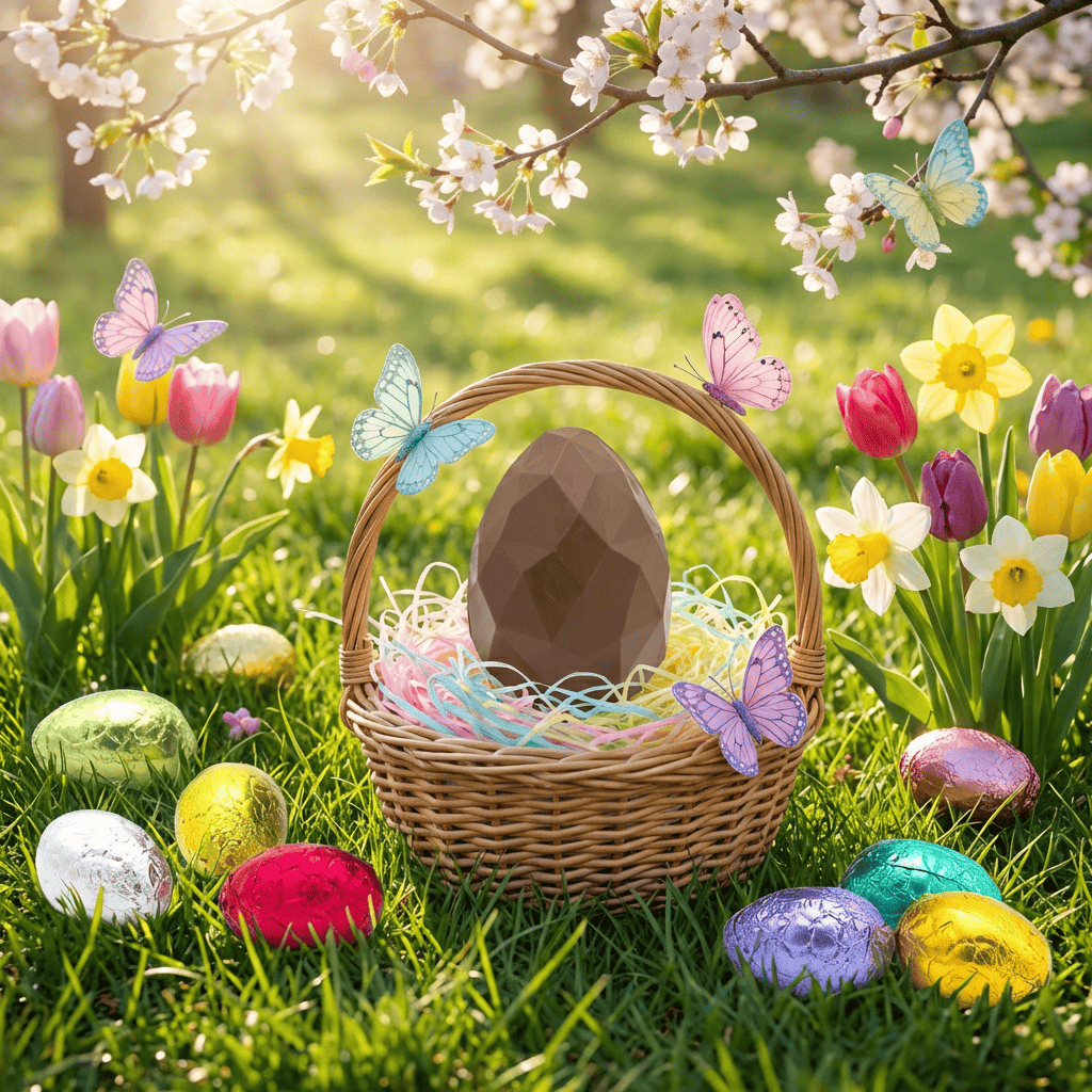 Milk chocolate diamond Easter egg with small eggs inside 220g 5407008471620 The Belgian Chocolate Makers