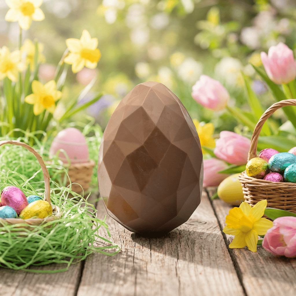 Milk chocolate diamond Easter egg with small eggs inside 300g 5407008475536 The Belgian Chocolate Makers