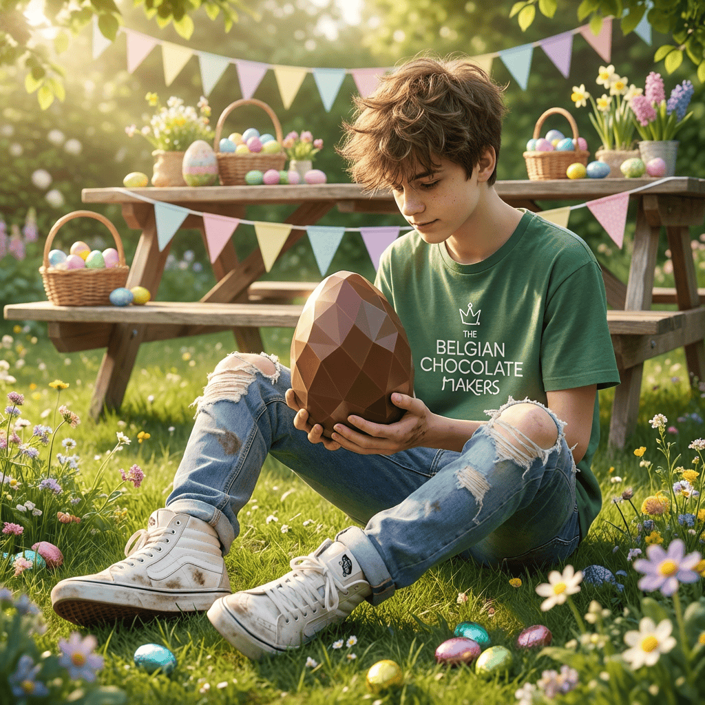 Milk chocolate diamond Easter egg with small eggs inside 300g 5407008475536 The Belgian Chocolate Makers