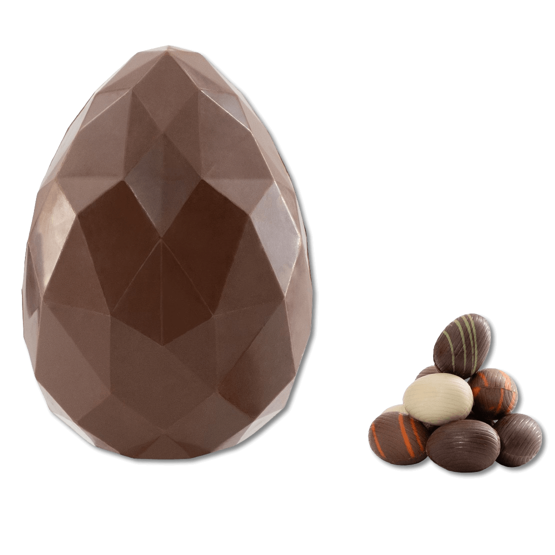 Milk chocolate diamond Easter egg with small eggs inside 300g 5407008475536 The Belgian Chocolate Makers