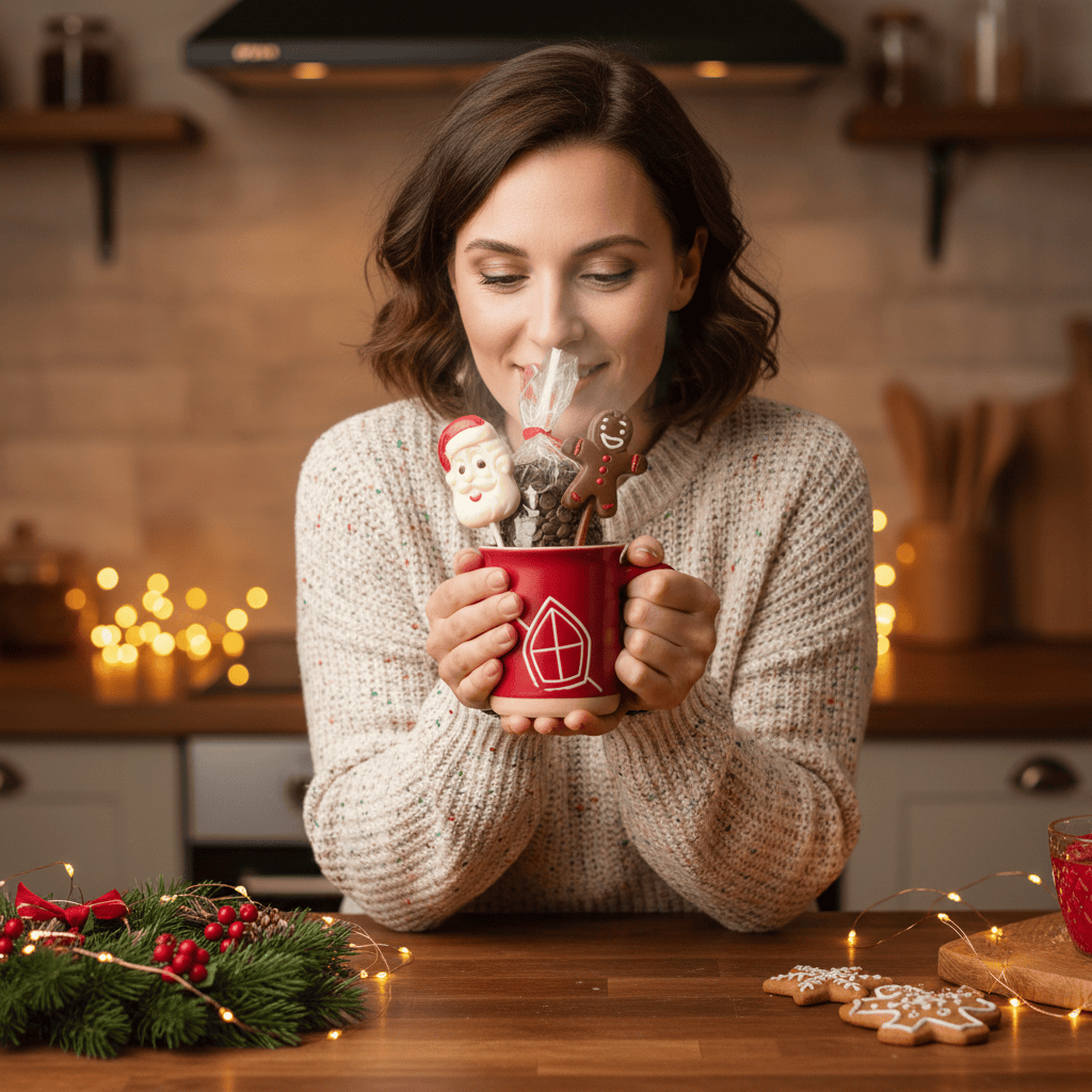 Milk chocolate drops in Saint Nicholas mug 200g 5407008477752 The Belgian Chocolate Makers