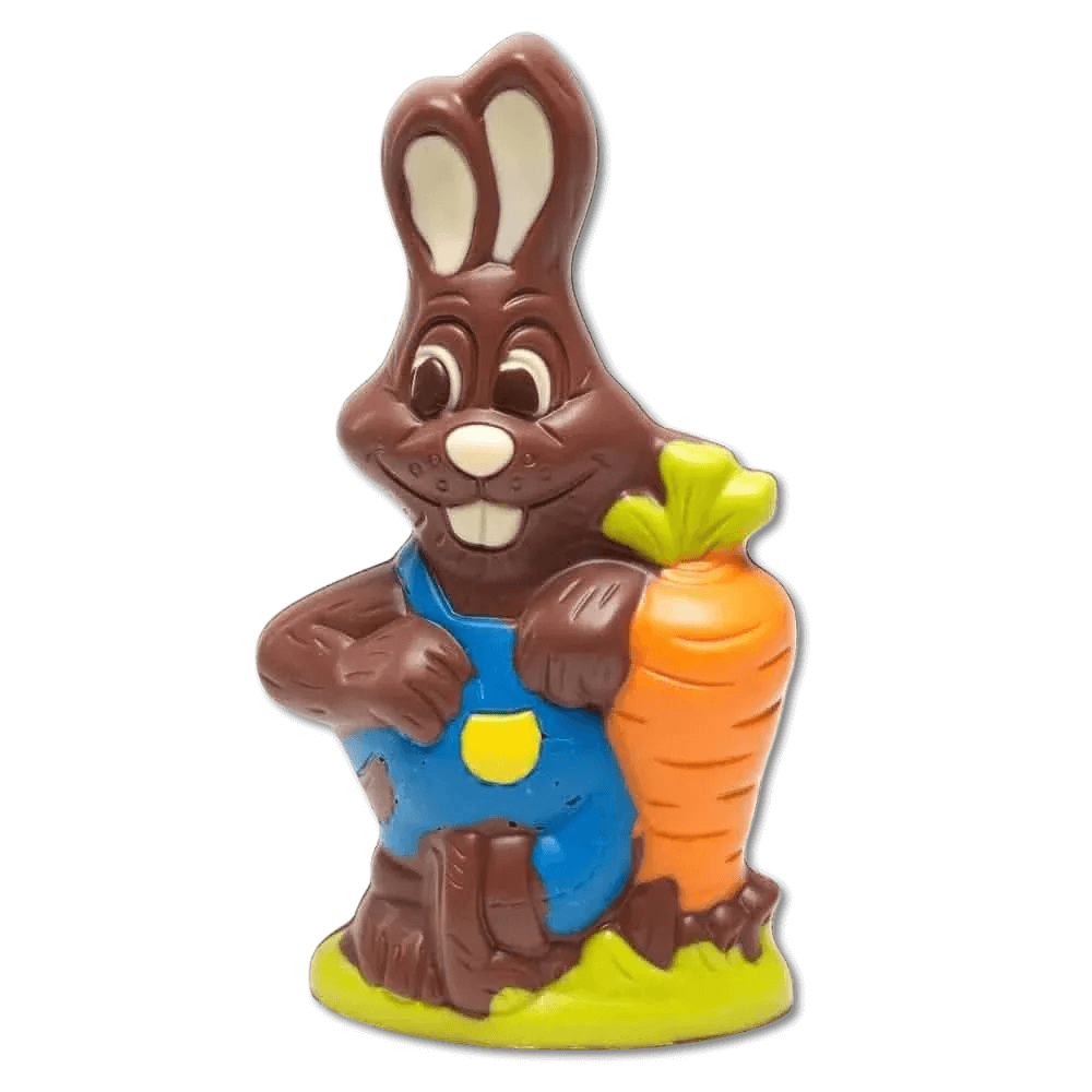 Milk chocolate Easter bunny with carrot 170g 5407008477851 The Belgian Chocolate Makers