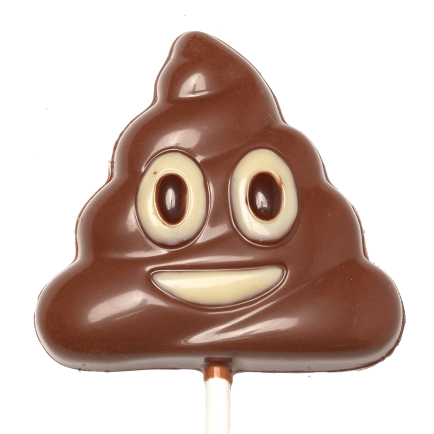 Milk chocolate emoji poo lollipop 30g 5407008476687 The Belgian Chocolate Makers