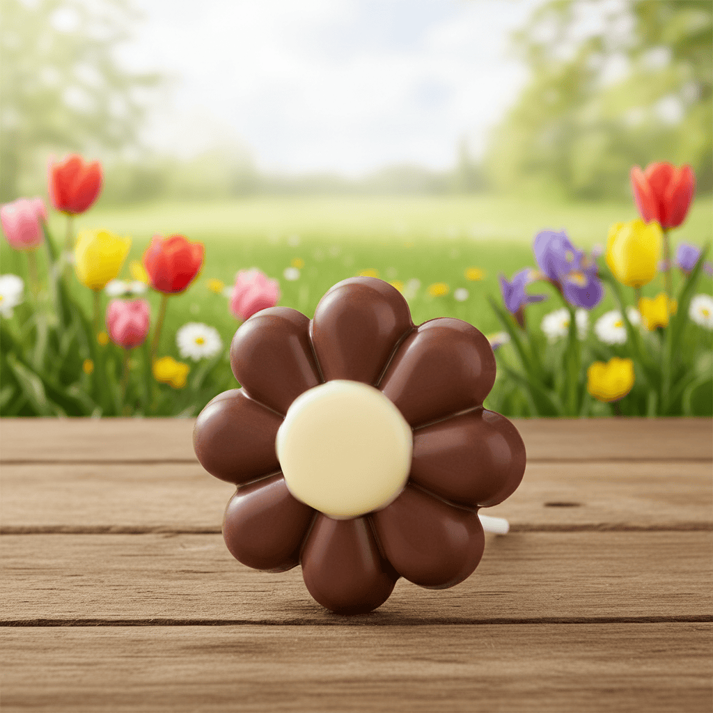 Milk chocolate flower lollipop 20g 5407008475116 The Belgian Chocolate Makers