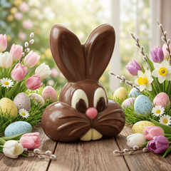 Milk chocolate happy bunny 250g 5407008475222 The Belgian Chocolate Makers