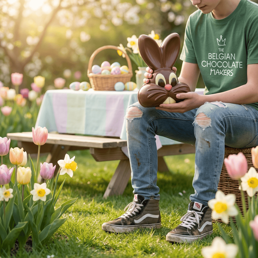 Milk chocolate happy bunny 250g 5407008475222 The Belgian Chocolate Makers