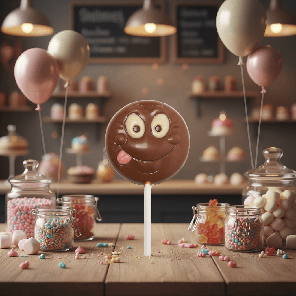 Milk chocolate lollipop smiley 20g 5407008472481 The Belgian Chocolate Makers