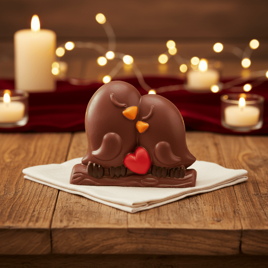 Milk chocolate love birds 150g 5407008477905 The Belgian Chocolate Makers