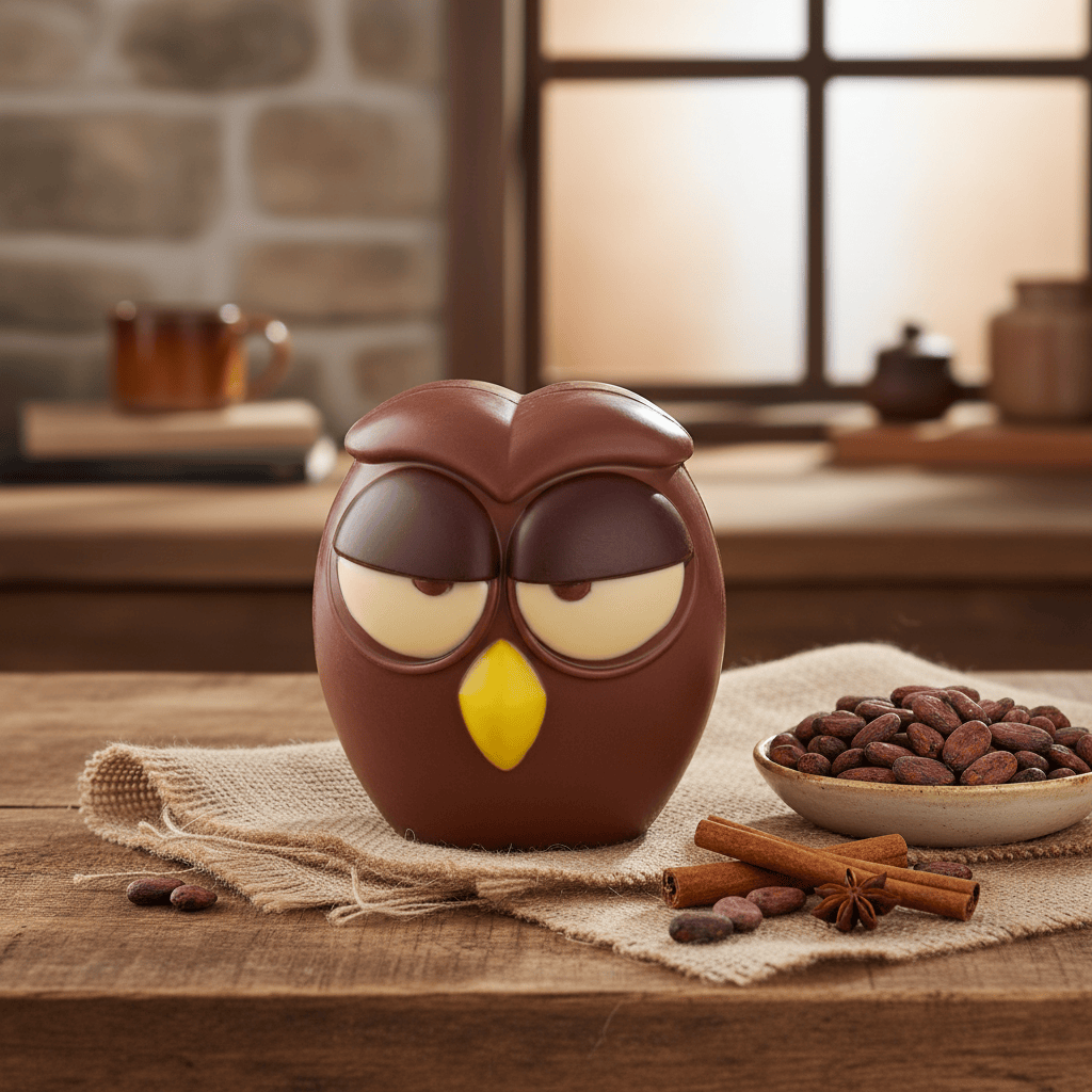 Milk chocolate owl Alfie 200g 5407008477707 The Belgian Chocolate Makers