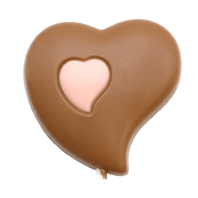 Milk chocolate pink heart lollipop 25g 5407008477110 The Belgian Chocolate Makers