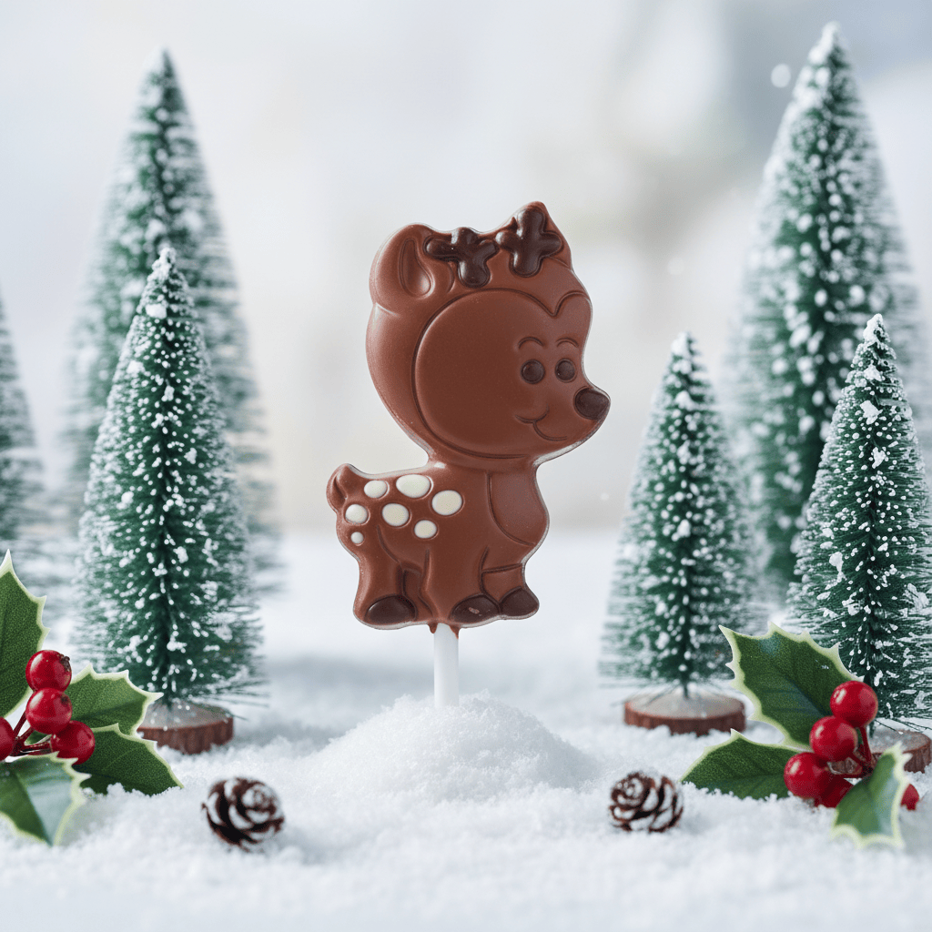 Milk chocolate reindeer lollipop 20g 5407008472443 The Belgian Chocolate Makers