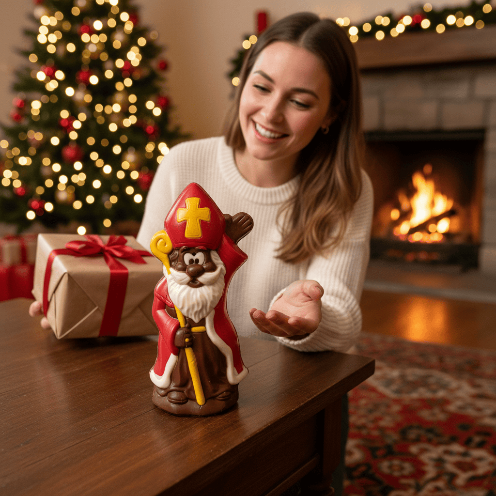 Milk chocolate Saint Nicholas with sceptre 250g 5407008471361 The Belgian Chocolate Makers