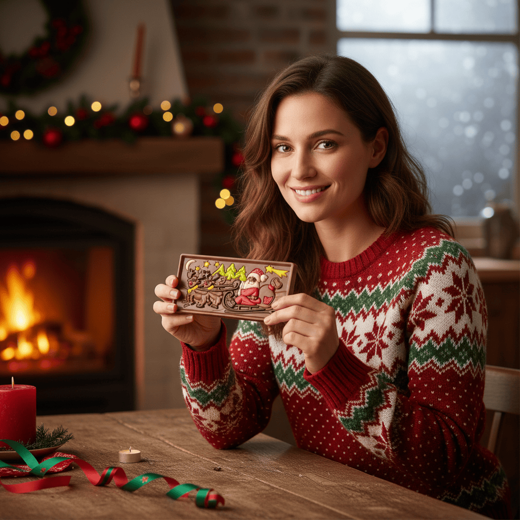 Milk chocolate Santa on a sledge bar 105g 5407008477455 The Belgian Chocolate Makers