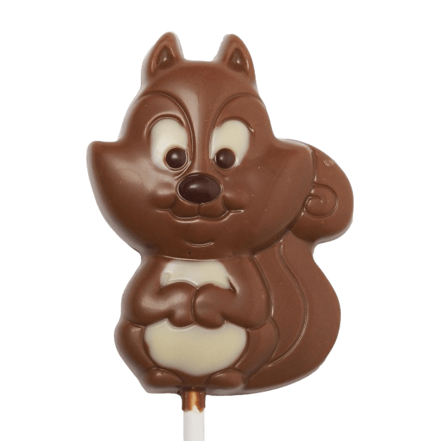 Milk chocolate squirrel lollipop 20g 5407008472528 The Belgian Chocolate Makers