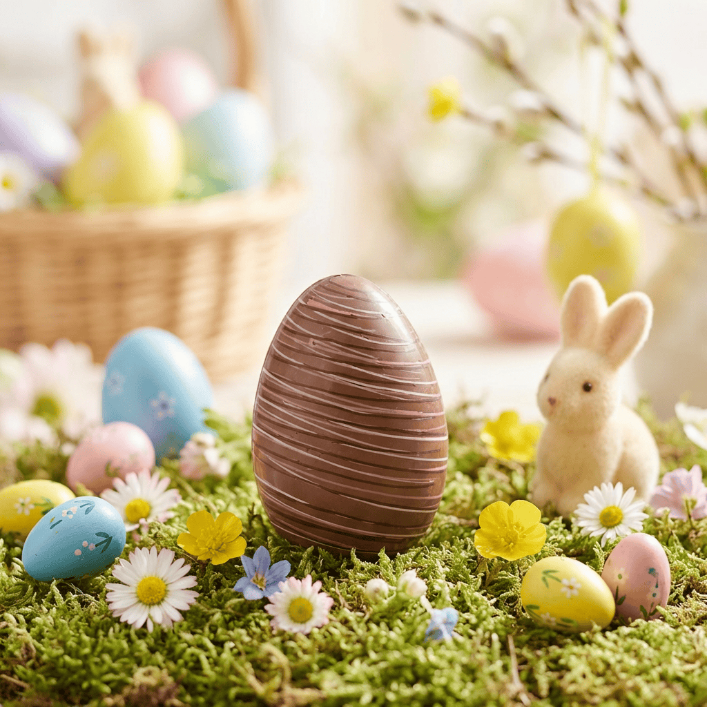 Milk chocolate stripped Easter egg 200g 5407008471668 The Belgian Chocolate Makers