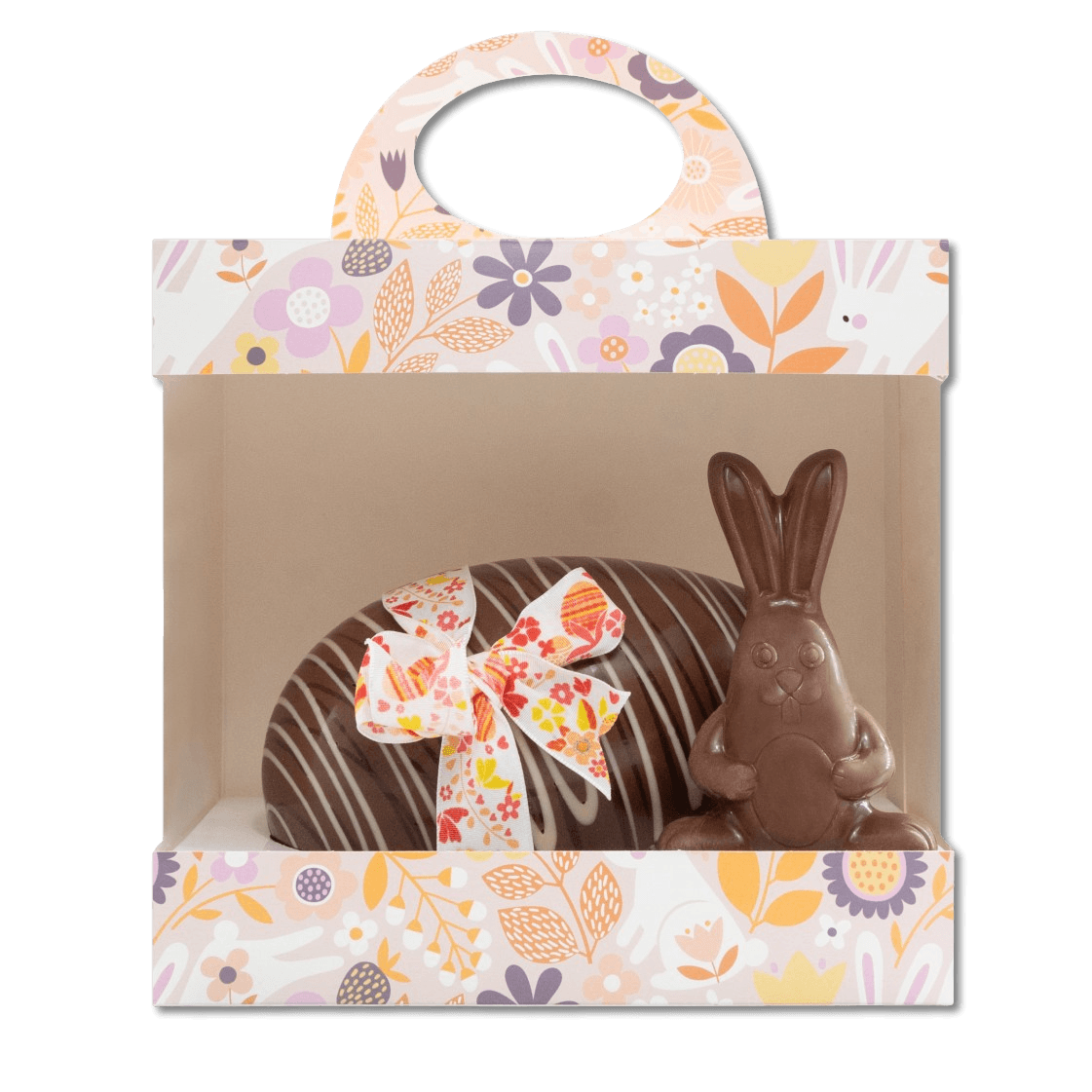 Milk chocolate stripped Easter egg 200g with mini eggs and a bunny 5407008471668 The Belgian Chocolate Makers
