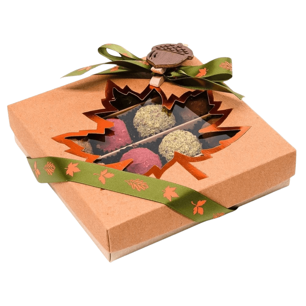 Mix of autumn Belgian truffles in a craft gift box 5407008477585 The Belgian Chocolate Makers