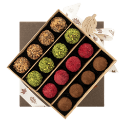Mix of autumn Belgian truffles in a dark brown gift box 5407008477592 The Belgian Chocolate Makers