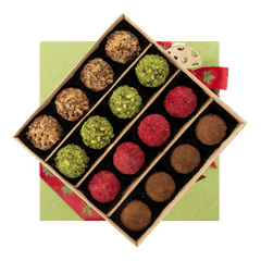 Mix of autumn Belgian truffles in a green gift box 5407008477615 The Belgian Chocolate Makers