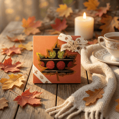Mix of autumn Belgian truffles in a red gift box 5407008477608 The Belgian Chocolate Makers