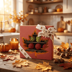 Mix of autumn Belgian truffles in a red gift box 5407008477608 The Belgian Chocolate Makers