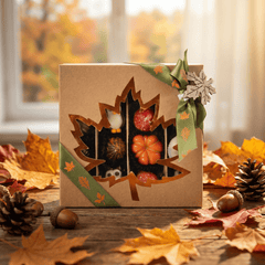 Mix of autumn pralines in a brown gift box 5407008474317 The Belgian Chocolate Makers