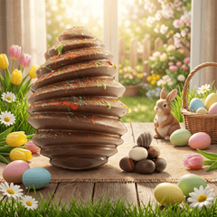 Pagoda milk chocolate Easter egg 400g with mini eggs Inside 5407008475574 The Belgian Chocolate Makers