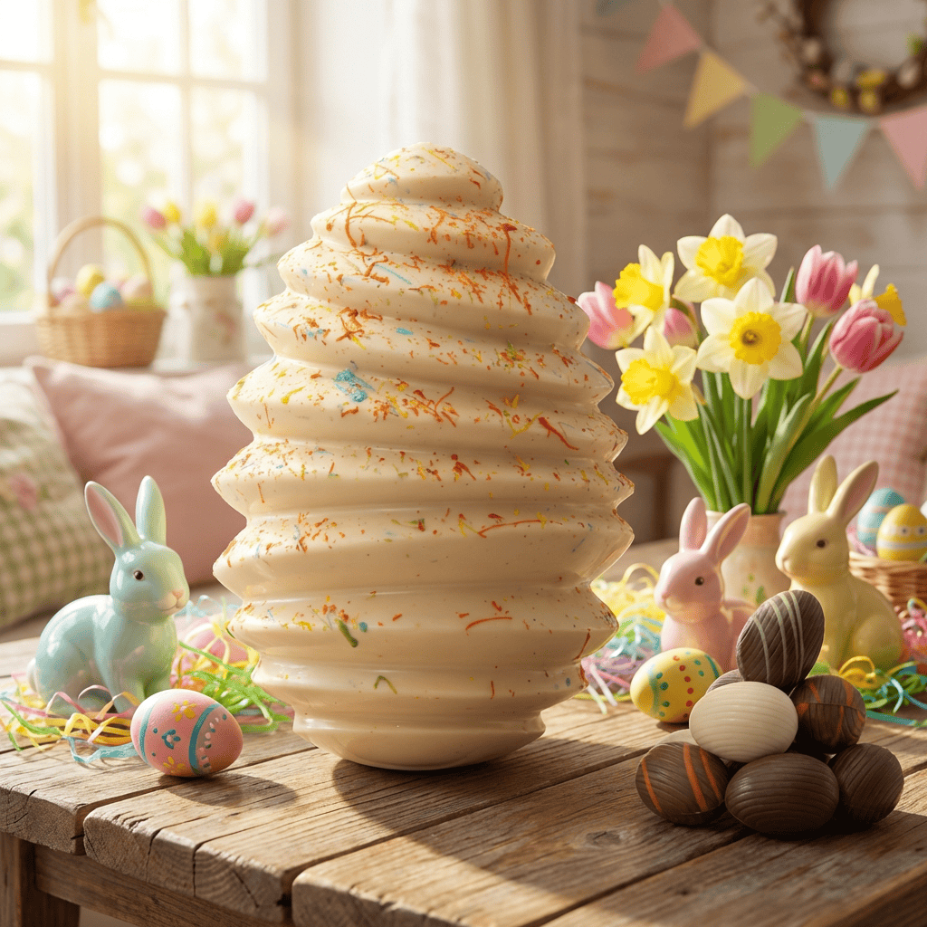 Pagoda white chocolate Easter egg 400g with mini eggs inside 5407008475581 The Belgian Chocolate Makers