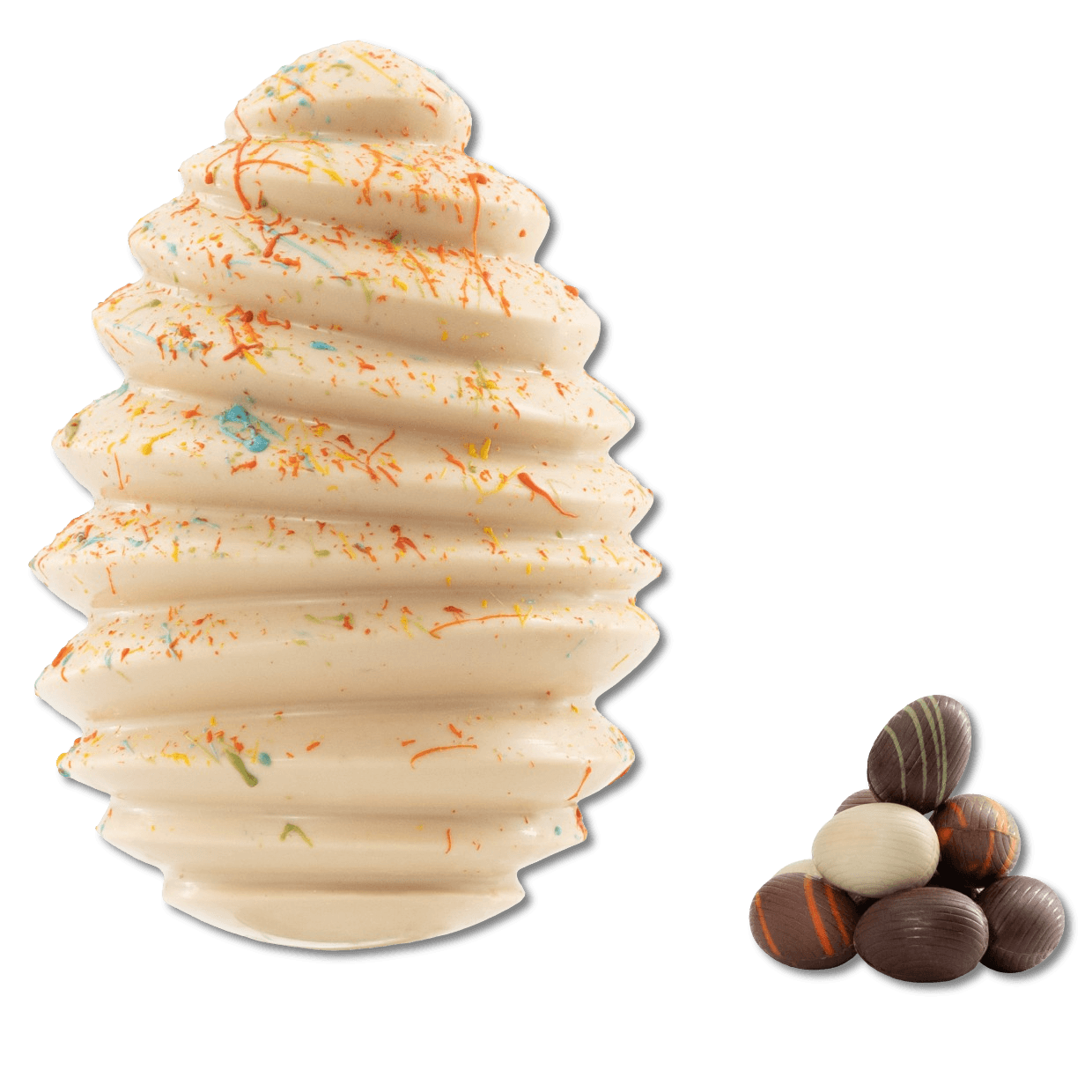 Pagoda white chocolate Easter egg 400g with mini eggs inside 5407008475581 The Belgian Chocolate Makers