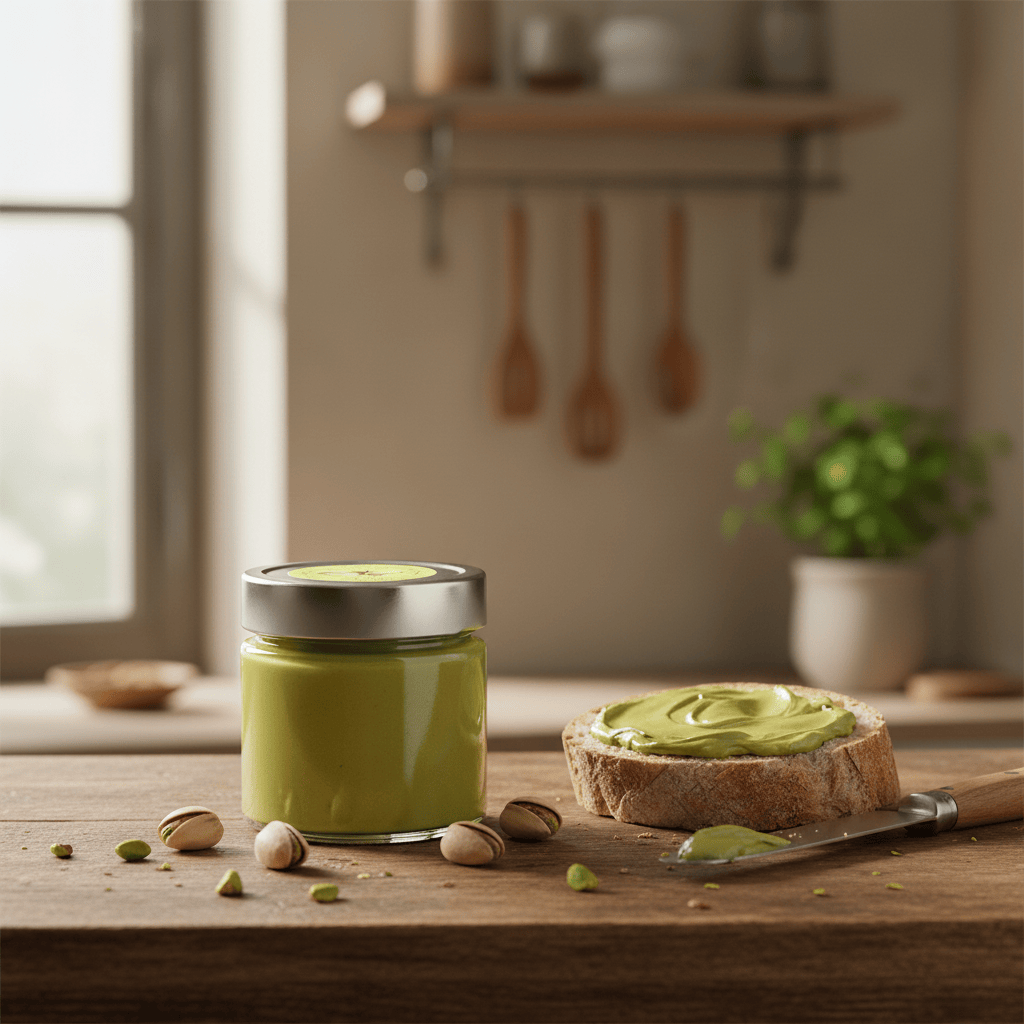 Pistachio spread 250g with 45% Bronte DOP fresh pistachios 5407008476373 The Belgian Chocolate Makers