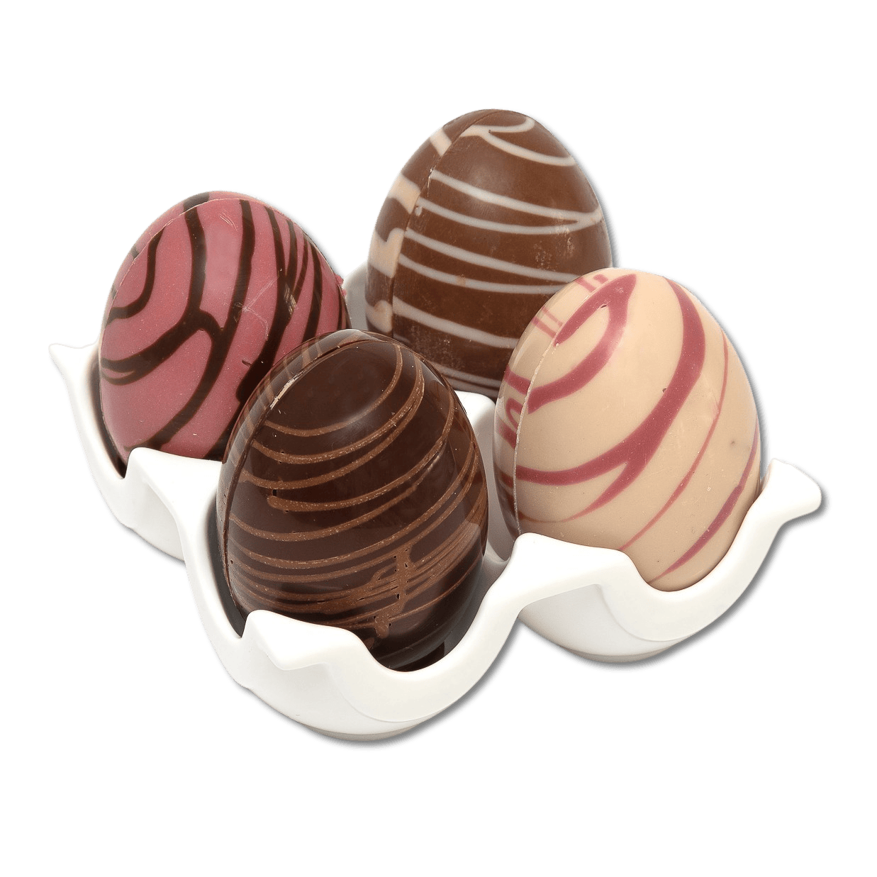 Porcelain egg cup with mini chocolate eggs (4x20g) 5407008477325 The Belgian Chocolate Makers