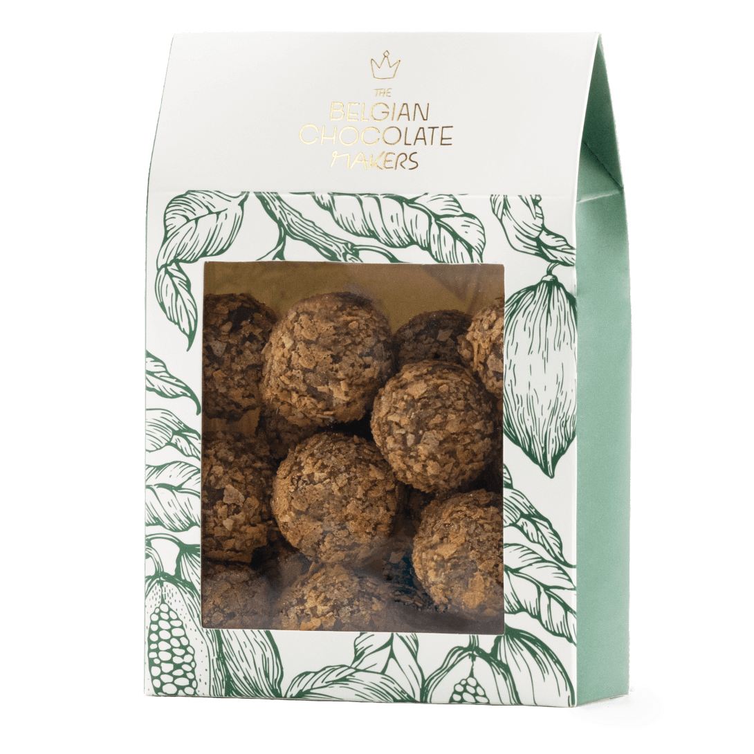 Pouch of Belgian truffles with feuilletine coating 160g 5407008471057 The Belgian Chocolate Makers